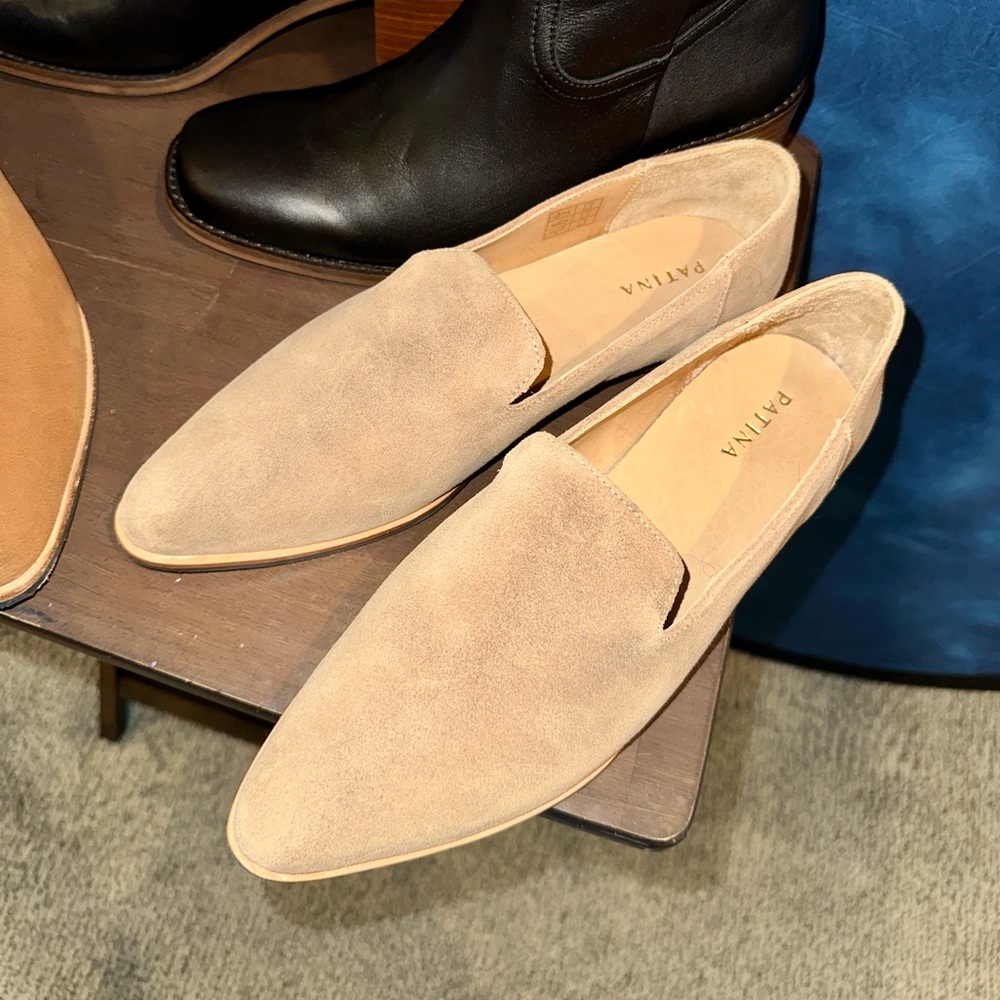 Women's Suede Slip-On Loafers in Beige